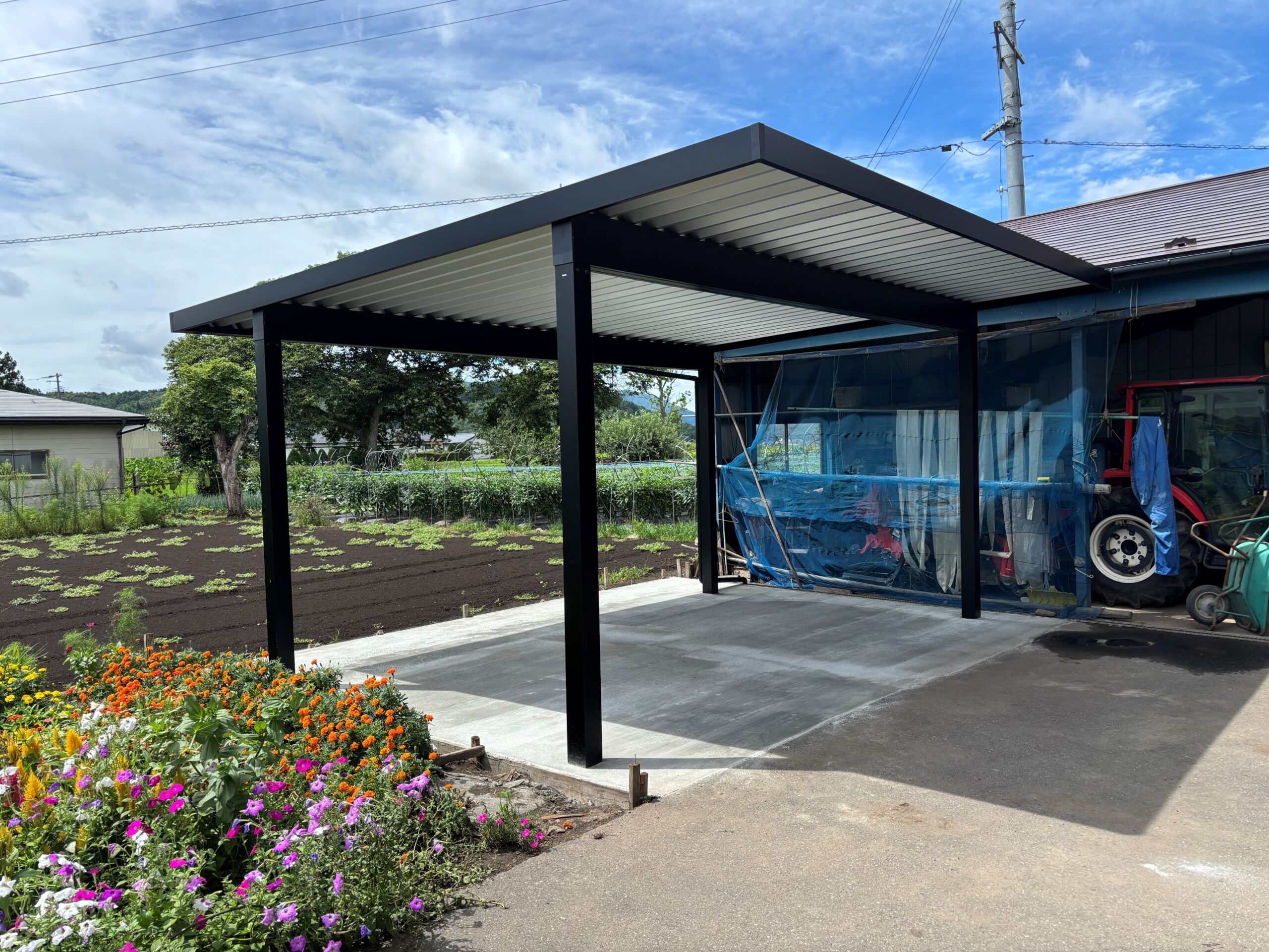 2台置用カーポート設置施工写真